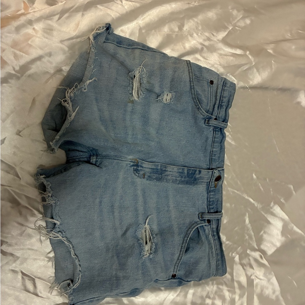 Wrangler Light Blue Distressed Jean Shorts
